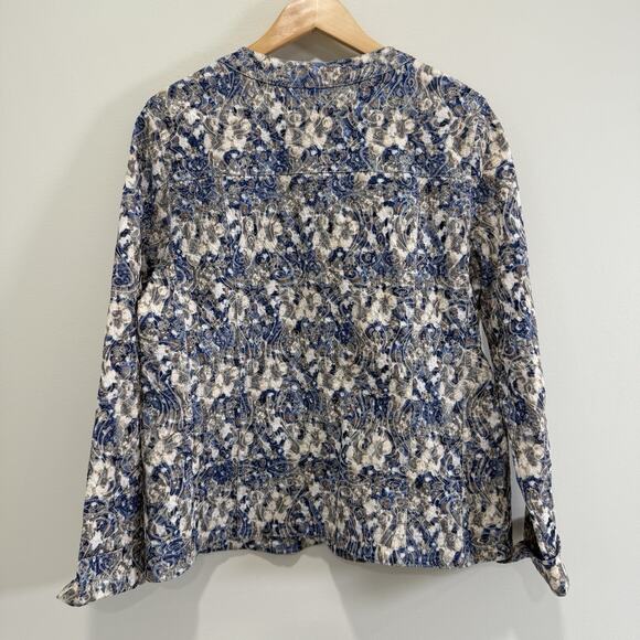 Gumps San Francisco Floral Embroidered Button Jacket Sz L Studded Artsy Career - Picture 10 of 10